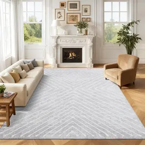 Garvee - Large 10 x 13 Inch Area Rug, Non-Slip, Large Geometric, Stain Resistant, Modern Dining Room Rug, Low Pile, for Home and Office Decor