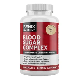 Blood Sugar Complex - 940mg Vegan Capsules with Cinnamon Chromium & Mulberry for Optimal Health Support 60 Capsules