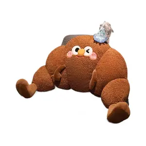 Funny croissant-shaped waist pillow, large cartoon-style plush cushion, realistic bread-shaped sofa cushion, plush toy