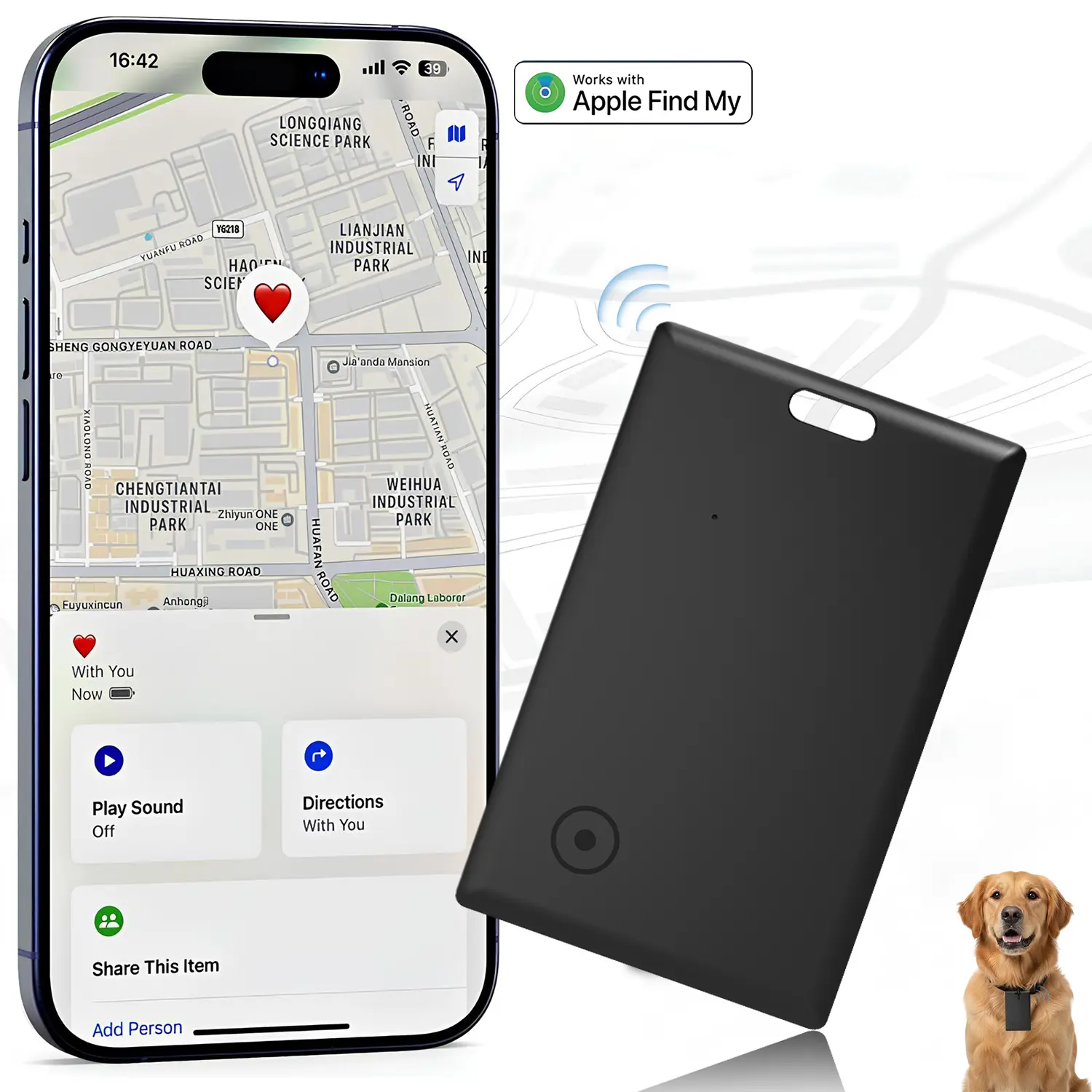 MFi Certified Slim Bluetooth Tracker Card, Find My Compatible Smart Locator for Wallet Keys Bags, Ultra Thin Item Finder with Long Battery Life, Everyday Travel Accessory Gift