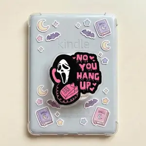 Magnetic Phone Grip No You Hang Up Magneticphonegrips – Pink Horror Ghost Romantic Humor, Girly Goth Kindleholder, Spooky Love Gift for Her