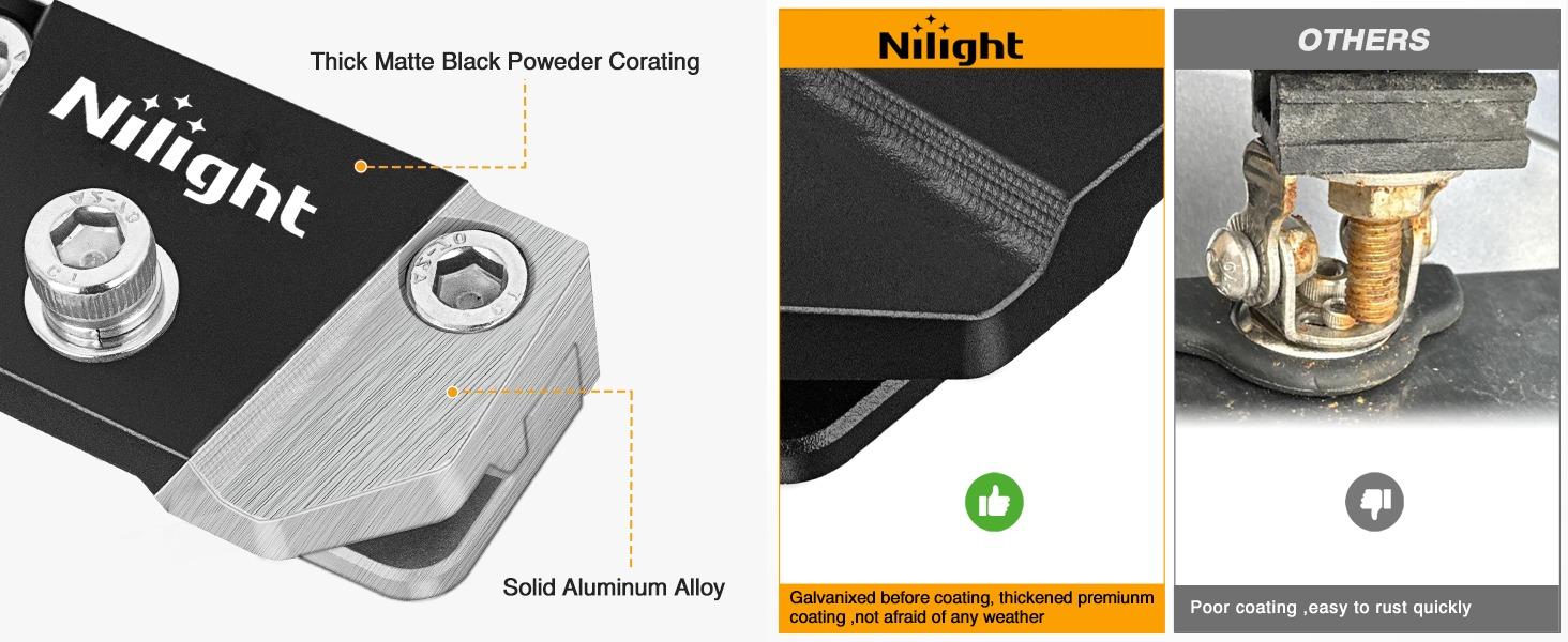 Nilight LED Light Bar Mounting Bracket 2PCS Universal Adjustable Pillar Hood Work Lamp Mount Clamp Holder for Off-Road Truck SUV, Black