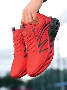 Men's Colorblock Laced Running Shoes, Fashionable Comfortable Lightweight Breathable Sneakers Athletic Shoes for Outdoor Sports & Daily Wear