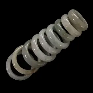 Natural Green Jade Jadeite Ring Band, Width 5-7mm, Size 6-9