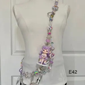 Flora Handmade Crossbody Phone Strap with Hand-Painted Beads and Figure Toy - Adjustable Style for Phone, Bag, Keychain, or Necklace Accessories