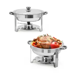 [NEW PRODUCT - FLASH SALE] Garvee Heavy Duty 2 Pack 5QT Stainless Steel Round Chafing Dish Buffet Set - Stackable Catering Food Warmer with Lids for Parties, Weddings, Banquets - Portable & Easy Clean Buffet Server, 2pcs