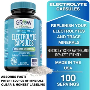 Grow Vitamin Electrolyte Capsules - Advanced Hydration with BioPerine, 100 Servings, 350 mg Potassium, Keto-Friendly, Made in USA, Fast Absorption, Essential Minerals