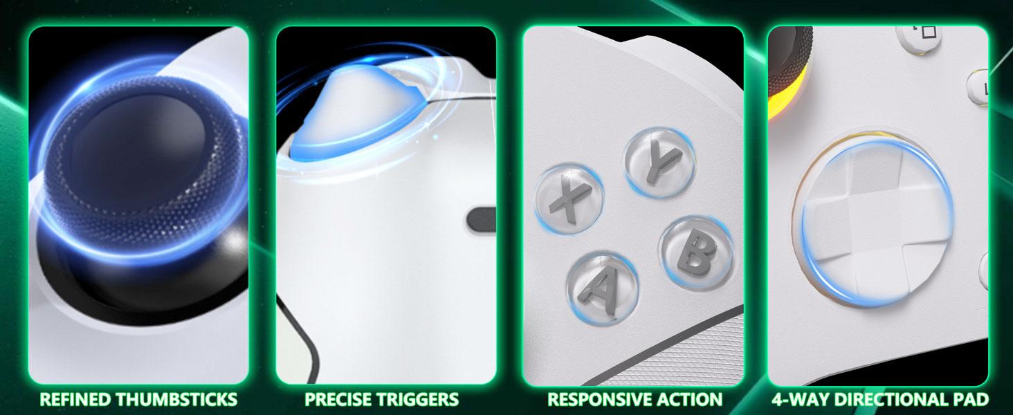 YUYIU Hall Xbox Wireless Controller for Xbox Series X|S & Steam PC with 7 RGB Lights Dual Vibration Turbo Programmable 3.5mm Audio Jack 1000mAh Battery