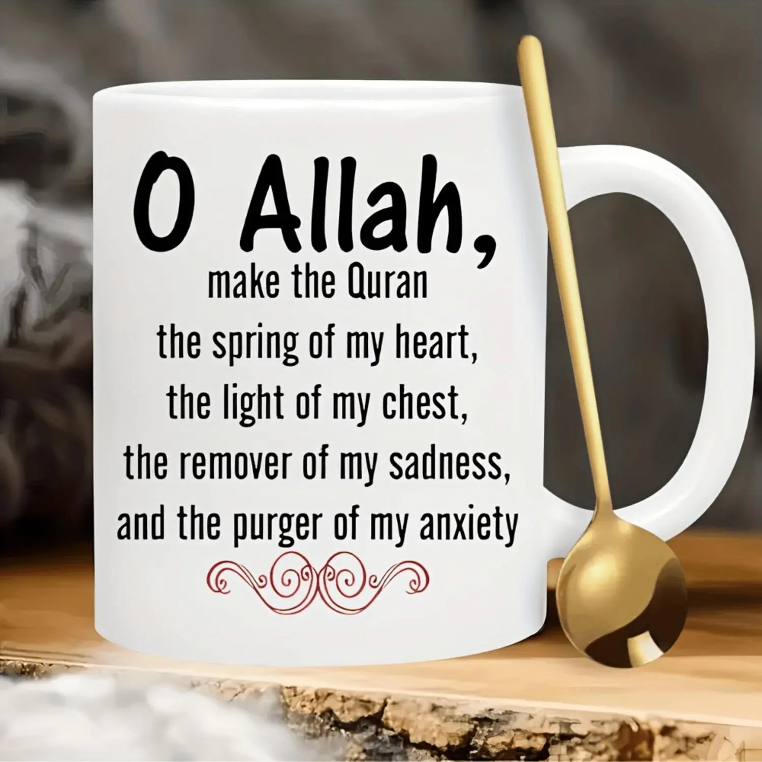 1pc Inspirational Islamic Prayer Ceramic Mug, 11oz - Dishwasher and Microwave Safe, with Religious Quotes in Arabic & English, Perfect for Coffee & Tea - Ideal Gift for Ramadan & Weddings