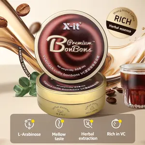 X-it Iced Coffee Candy VC Hard Candy with Vitamin C  and Natural Peppermint for Energy & Focus - Coffee and peppermint double up to improve concentration- Ideal for Sharing and Gifting  to Coffee Enthusiasts - Sealed Can - 3Pack (54Count) - Candies