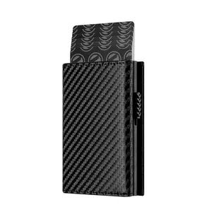 Carbon Fiber RFID Bifold Wallet for Men – Automatic Pop-Up Card Holder with Coin Pocket &amp; Cash Storage