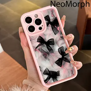 Lace Bow Pink TPU Phone Case, Shockproof Phone Protective Cover, Full Protection Phone Case for iPhone 16 Pro Max, 16, 15 Pro, 14 Plus, 13, 12 Pro, 11 Pro Max, X, XS Max, Unique Pattern Fashion, Gift for Family and Friends