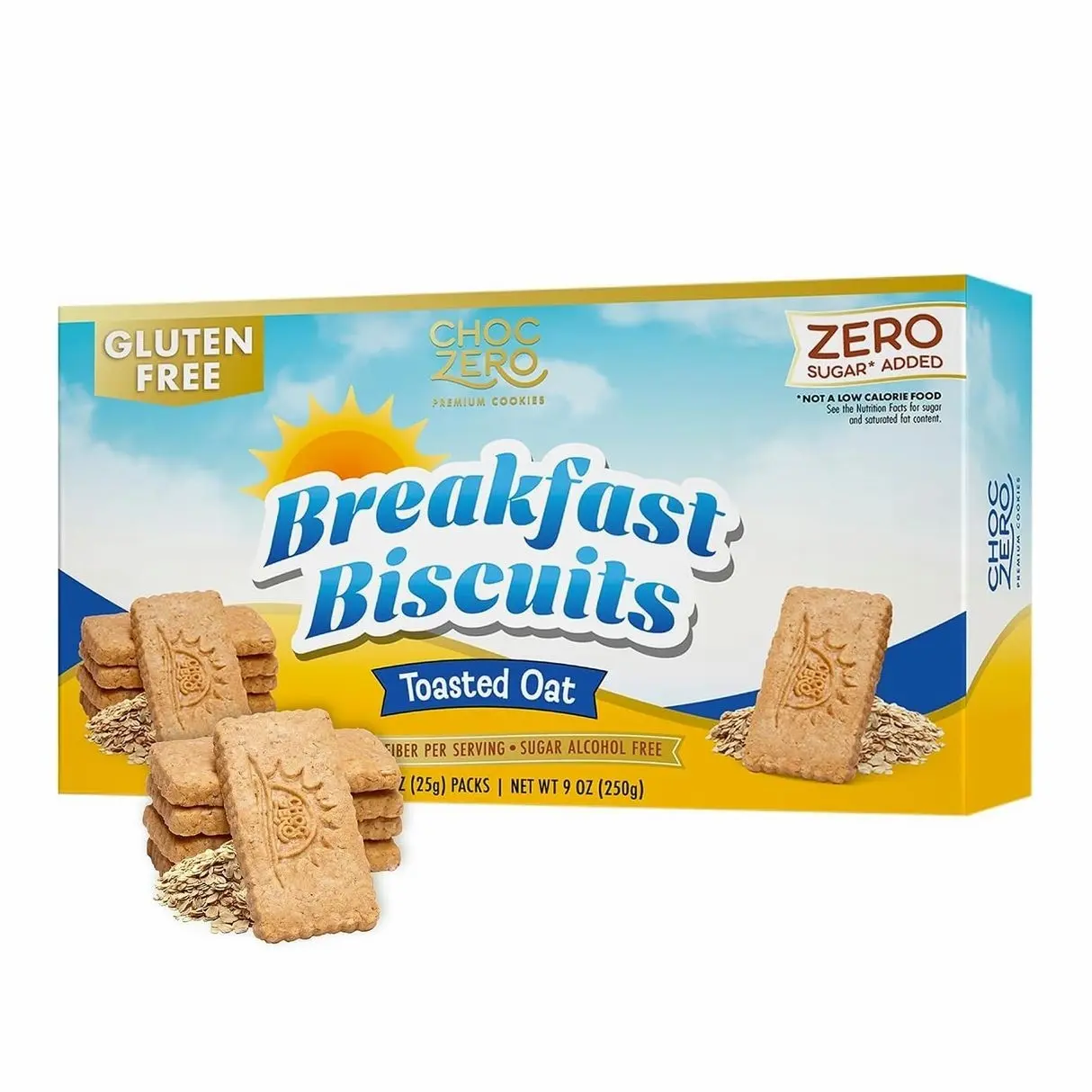 ChocZero Toasted Oat Breakfast Biscuits – No Added Sugar, Keto & Gluten Free High Fiber Snack Cookies, 30 Per Box (9 oz)
