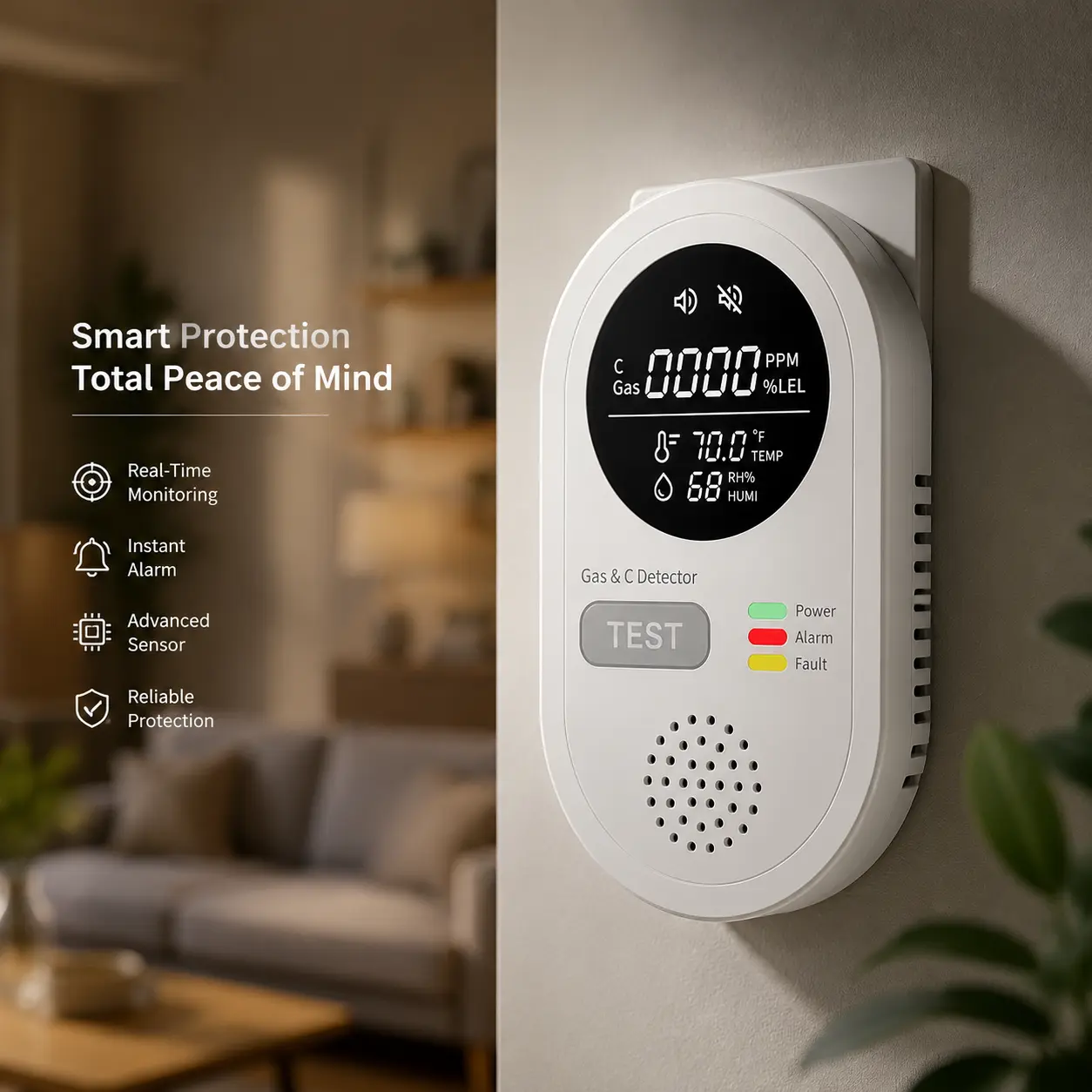 8-in-1 Portable Detector with NaturalGas & Temperature Humidity Sensors Plug-and-Play Design High-Definition Display AccurateAlerts Ideal for Kitchen Garage RVs Apartme