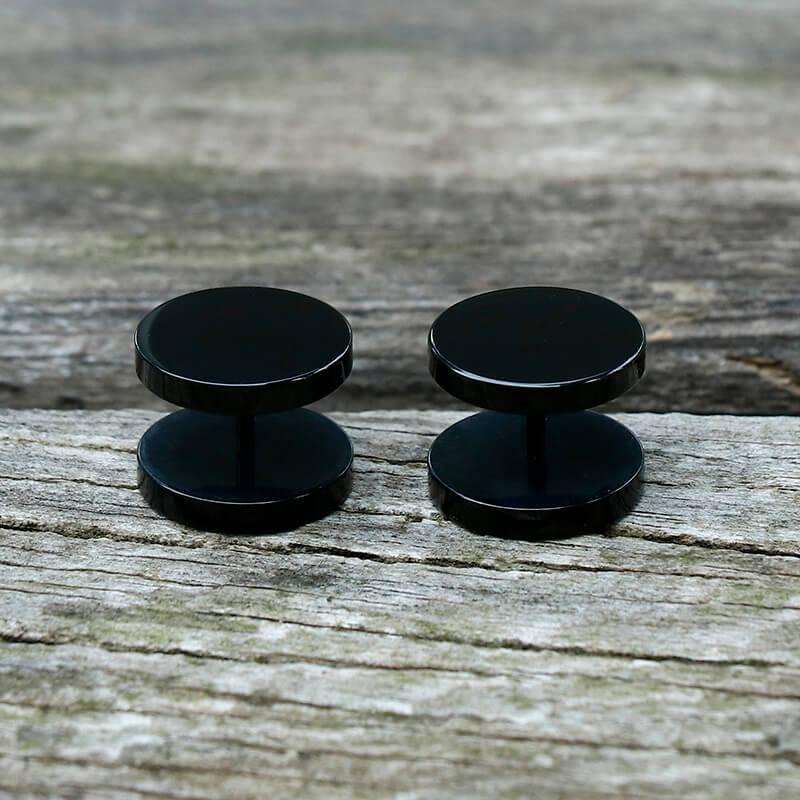 GTHIC Black Barbell Stainless Steel Screw Stud Earrings for Men Women Daily Wear Fashion Accessories