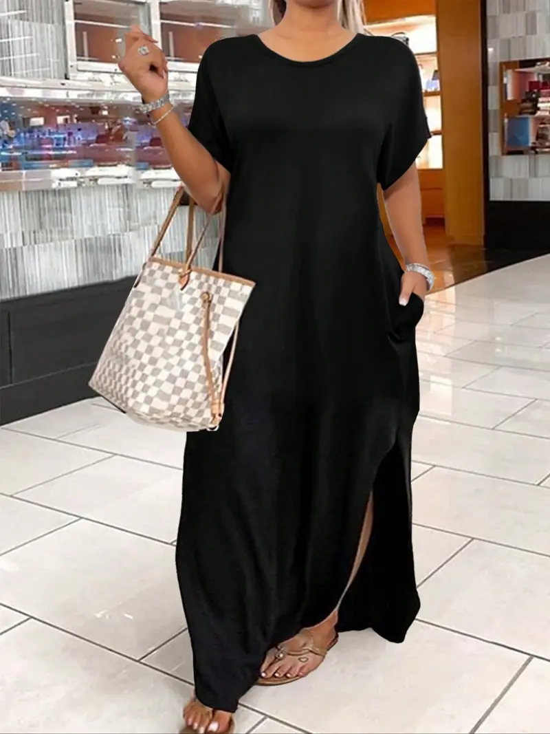 slim fit dress slacks Loose Fit Midi Dress in Black main image 1