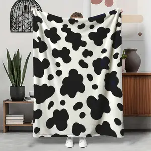 Super soft flannel throw blanket - classic cow print design, warm cozy for couch, bed & travel - trendy farmhouse decor gift for family & friends