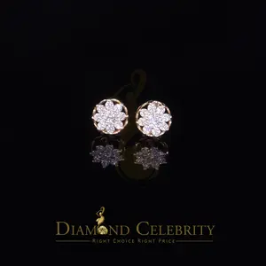 Diamond Celebrity's Men's/Womens 925 Silver Yellow 0.75ct VVS 'D' Moissanite Round Stud Earrings