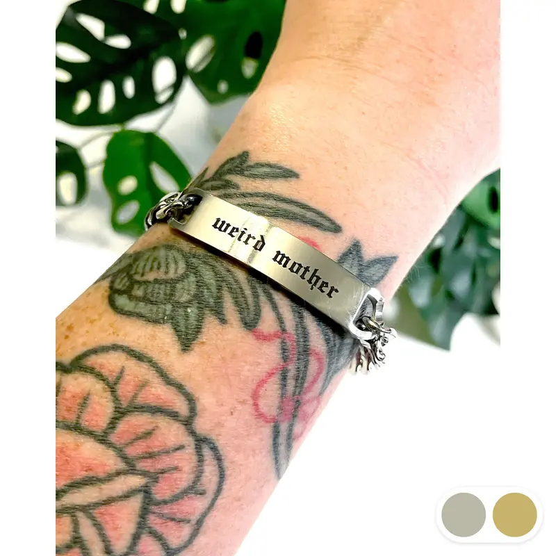 Weird Mother Silver Plated ID bracelet 8 inches