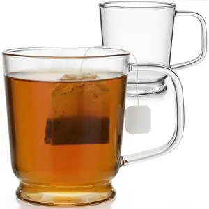 Clear Glass Mug 16 oz - Borosilicate Glass Coffee Mug, Large  Cup for Hot & Cold Drinks, Dishwasher Safe Glass Cups