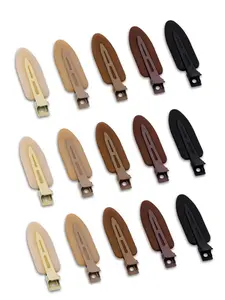 15 Pcs Creaseless No Crease No Bend Flat Hair Clips For Styling Non Slip Makeup Clips For Women Salon Hairstyle,Matte Black Brown Beige, Curly Hair Clips