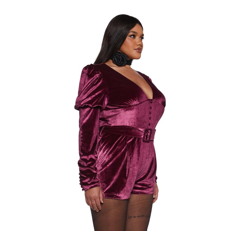 Chic Manners Velvet Romper - Pink