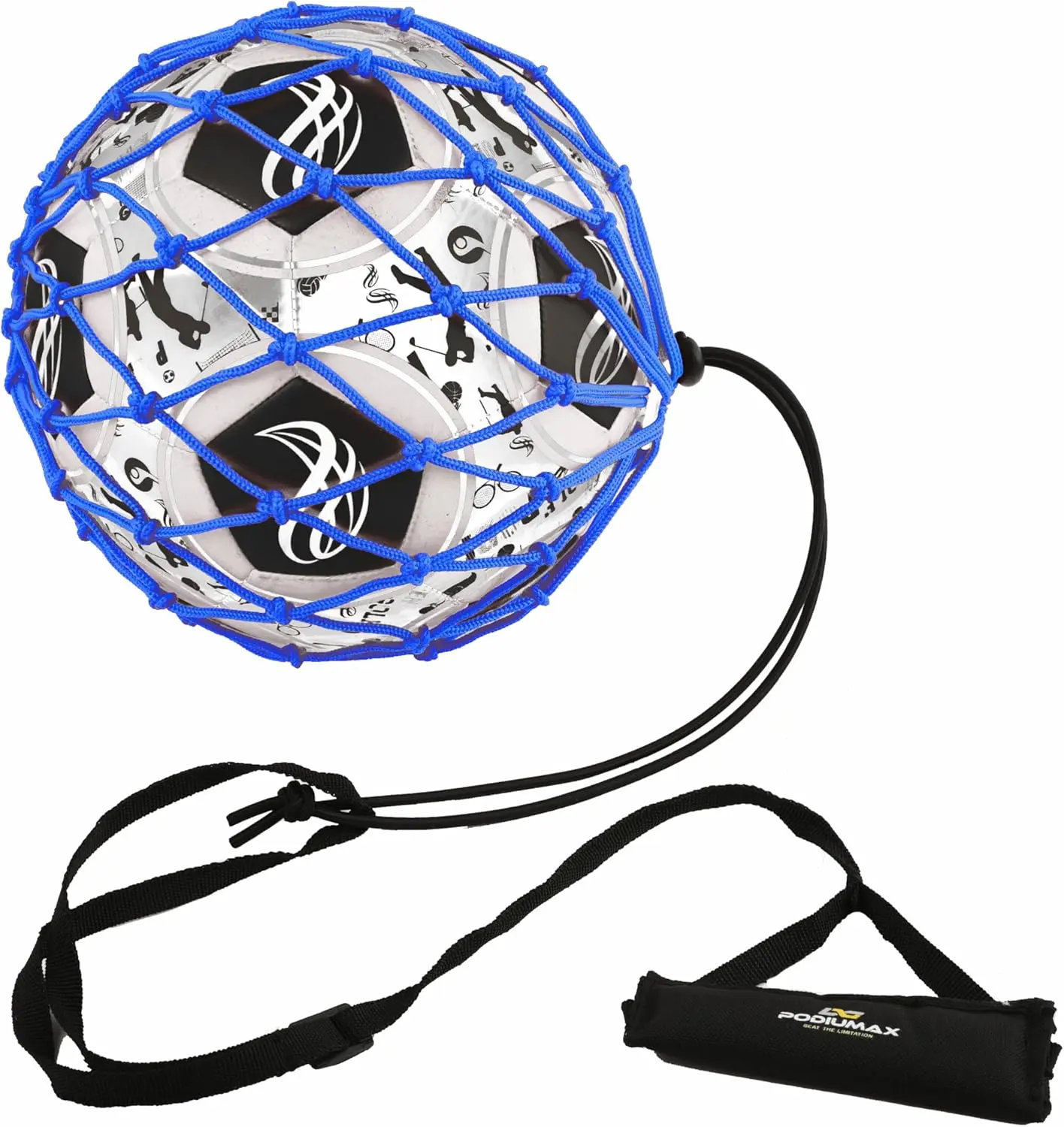Handle Solo Soccer Kick Trainer with  Ball Locked Net Design, Soccer Ball Bungee Elastic  Juggling Net (Fits Ball Size 3, 4, 5)