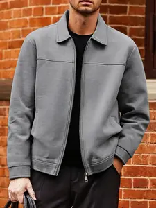 Men's deer fur casual jacket, zipper closure - lapel design, simple and versatile light business style jacket, wear-resistant fabric, suitable for daily life, work travel, outdoor leisure and formal wear Coats - (spring/autumn/winter)