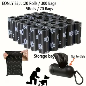 300 Pieces/20 Rolls Thick Leak-Proof Pet Trash Bags, Easy Clean Pe Material, Cute Paw Print Design, Compatible with Trash Can Dispenser