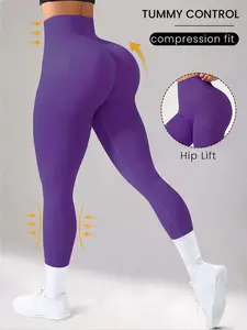 Seamless High Elasticity Women's Yoga Pants, High Waist Compression Tummy Control Leggings for Running Fitness Cycling, Outdoor Wear Multi-Sport Scene, High Waist Sports