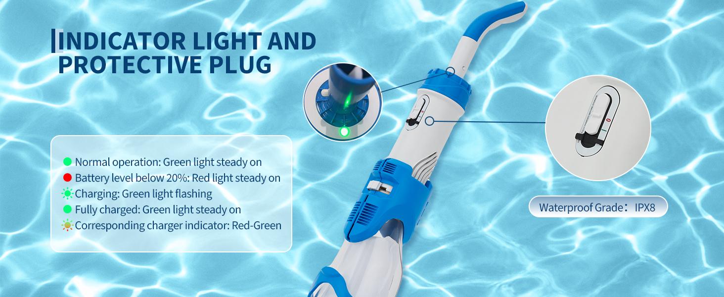 Handheld Rechargeable Cordless Pool Vacuum, 18.5 GPM Strong Suction & 60 Min Runtime, with Telescopic Pole for Above Ground/Inground Pools, Hot Tubs & Spas
