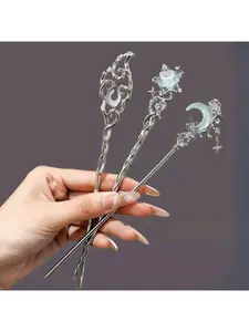 Moonstone Star Hairpin, Women's New Chinese Style Modern Minimalist Moon Hairpin, High-end Hair Sticks, Stylish Hair Accessory, Hair Clip