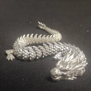 3D Printed Metal Stainless Steel Articulated Dragon Fully Movable Precision Model Metal Collectible Figurine