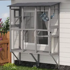 Large Walk-in Outdoor Catio for Cats – Window Cat Enclosure with Roof, 3 Access Doors, Multi-Cat House for Indoor & Outdoor Use on Patio or Balcony.