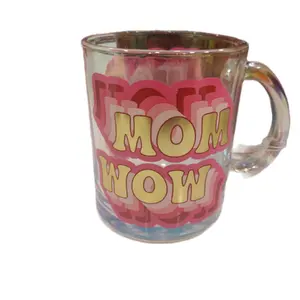 wow mom glass mug Cup