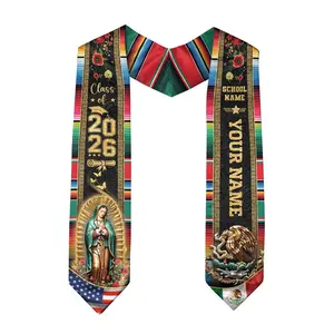 Custom Mexican Graduation Stole, Mexican Flag Graduation Sash 2026, Mexico Pattern Stole, Custom Name & School Sash Senior Graduation Gift