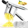 Stainless Steel Potato Masher - 4-in-1 Manual Operation Kitchen Utensil, Rust-resist Steel Fruit Strainer, Vegetable Press, Lemon Juicer, Smooth Puree Maker with Drainage, Quick Wipe Easy-Clean Surface, User-Friendly Home Tool
