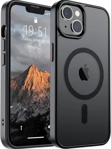 SUPFINE Magnetic for iPhone 14 Case & iPhone 13 Case (Compatible with MagSafe)(Military Grade Drop Protection) Translucent Matte Shockproof Phone Cover...