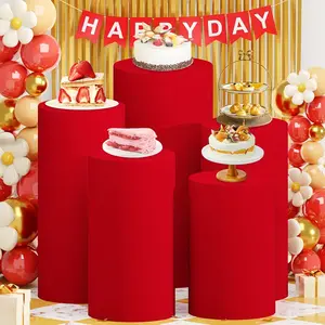 3/5pcs set of Cylinder Pedestal Stand Covers, Flexible Cylinder Stand Covers for Party, Wedding or Birthday Event Decor - Only Contains Cylinder Covers (Cylinder Pedestal Stands Not Included)