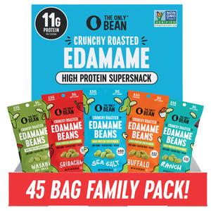 The Only Bean - Crunchy Roasted Edamame Beans (Variety) - High Protein, Healthy Snacks, Low Carb, Gluten-Free & Vegan (0.9oz) (45 Pack)