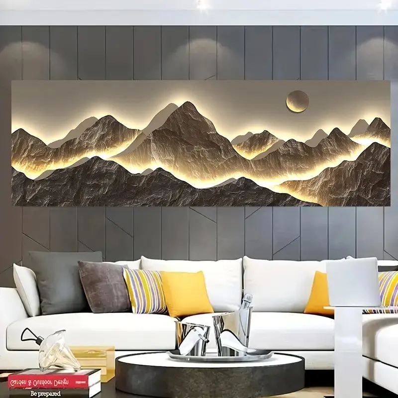 1 piece, Minimalism, Modern Abstract Art, Mountain View, Sunshine, Neon Lights, Natural Landscape, Nordic Poster, Canvas Art And Prints For Walls, Home Decoration, Art Work For Wall Decor, Frameless!