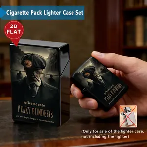Vintage Peaky Blinders Tommy Shelby Cigarette Pack Case + Lighter Shell, Retro Birmingham Gang Print, Unique Gift for TV Series Fans