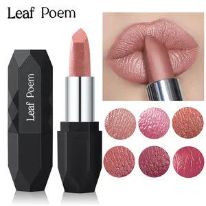 LEAF P0EM Diamond Pearl Lipstick – Waterproof Long-Lasting Matte Lipstick, Shiny Metallic Velvet Matte Lip Gloss