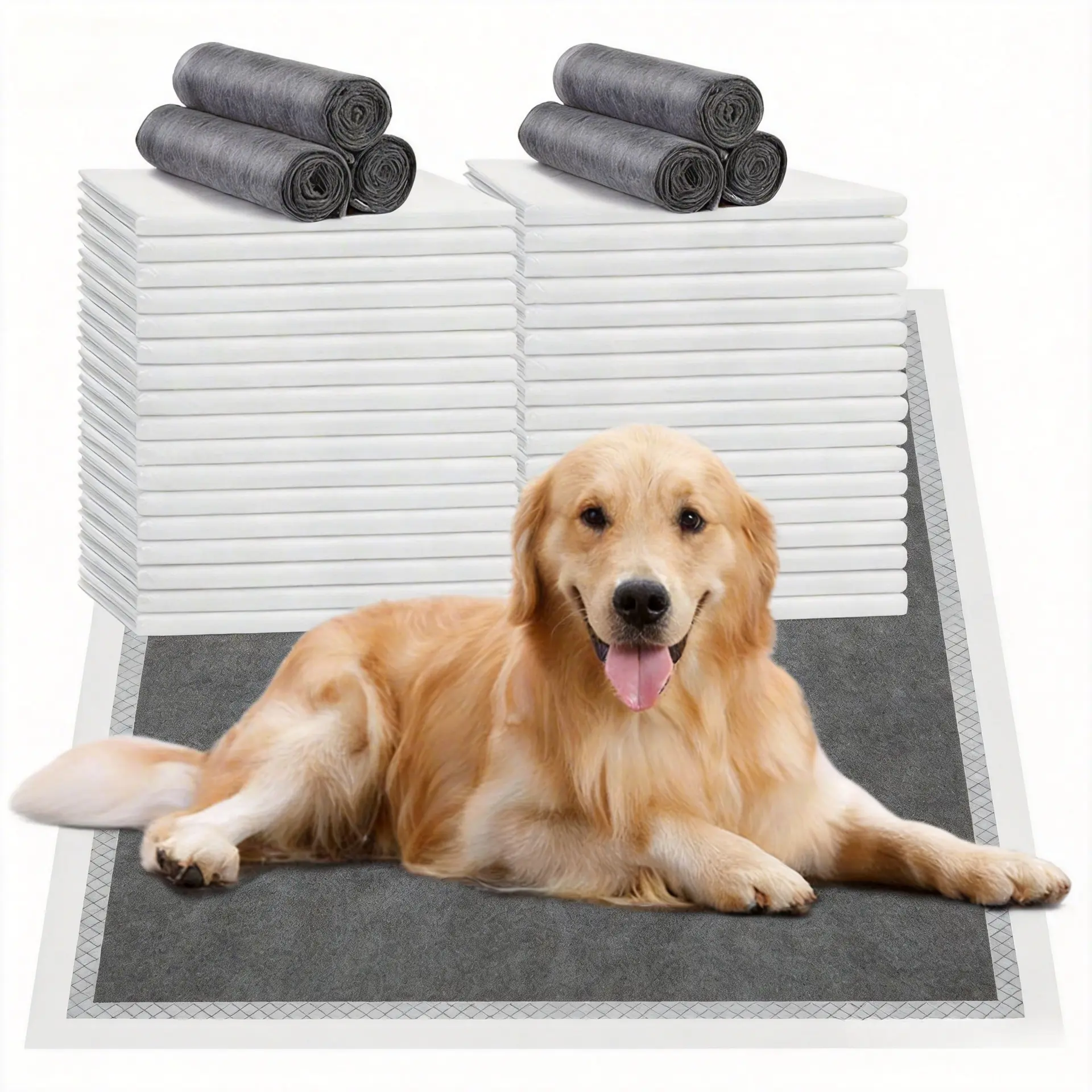 Dog Potty Training Pads, Extra Large 24in*35in Super Absorbent Leak-Proof Pads with Non-Slip Bottom, 20-40 Counts Grey Washable Pee Pads