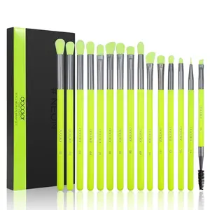 Docolor Makeup Brushes Set 15Pcs Professional Make Up Brushes Premium Gift Synthetic Kabuki Foundation Brush Blending Face Powder Blush Concealers Eye Shadows Professional Makeup Brush Set Cosmetic Brush Set, Neon Green