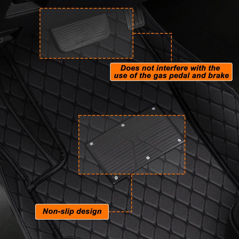 For 2008+ Honda Accord Car Floor Mats Full Coverage Waterproof Non-Slip All Weather Easy to Clean Wear-Resistant Nappa Leather Front & Rear Floor Liners Black