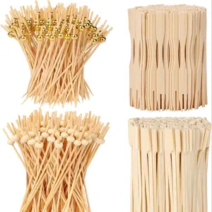 400 Pieces Cocktail Picks, Bamboo Ball Food Picks for Appetizers, Drinks, Party Fruits, Bamboo Fruit Skewers, BBQ Board Accessories, Barbecue Accessories