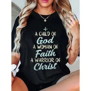 100% Cotton Child God Woman Faith Warrior Christ Jesus Christian Gift T-Shirt