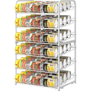 NEW Stackable Can Rack Organizer 2 Pack, Can Storage Dispenser for 72 Cans, Can Organizer for Pantry Kitchen Cabinet, White