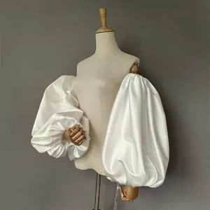 off-the-shoulder Satin sleeves, Bridal Sleeves, Puffy Sleeves, Lantern Shape Sleeves, Wedding Removable Sleeves Comfort Women